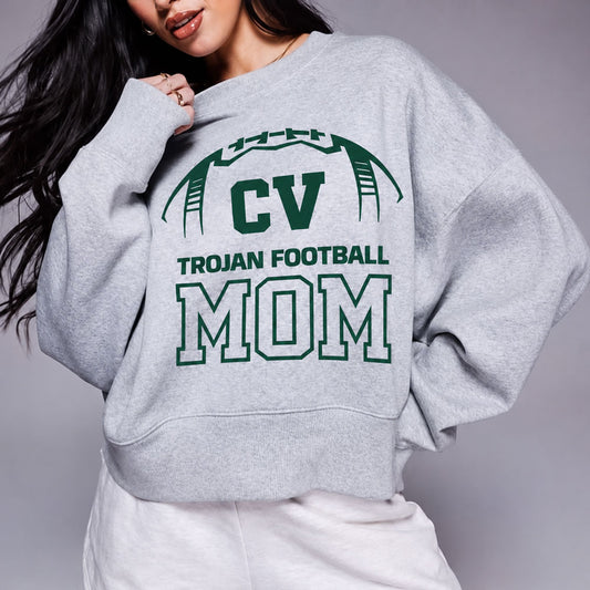 CVHS FOOTBALL MOM CREWNECK SWEATSHIRT - HEATHER GREY