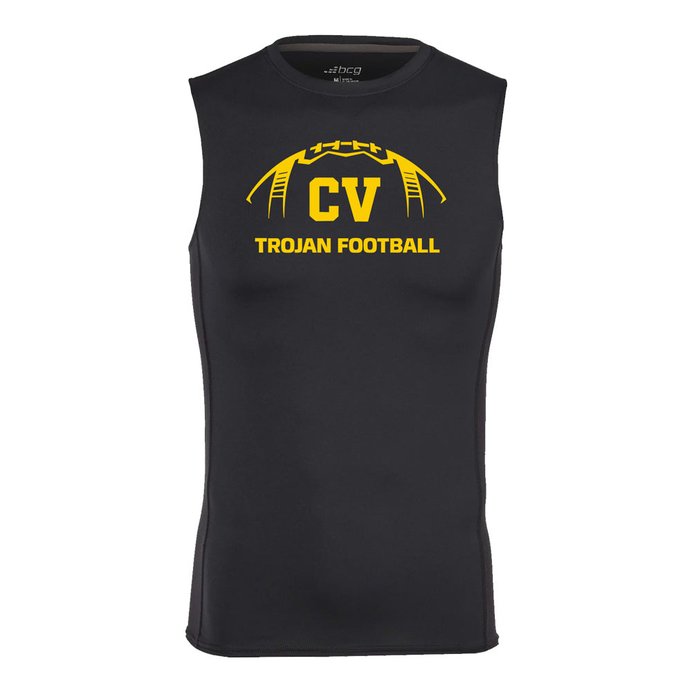 **REQUIRED** TROJAN FOOTBALL SLEEVELESS COMPRESSION SHIRT - BLACK
