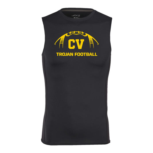 **REQUIRED** TROJAN FOOTBALL SLEEVELESS COMPRESSION SHIRT - BLACK
